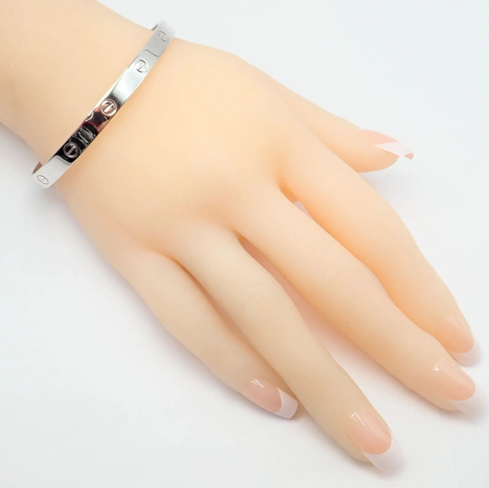 Authentic! Cartier 18k White Gold Love Cuff Open Bracelet Size 21 w/ Certificate