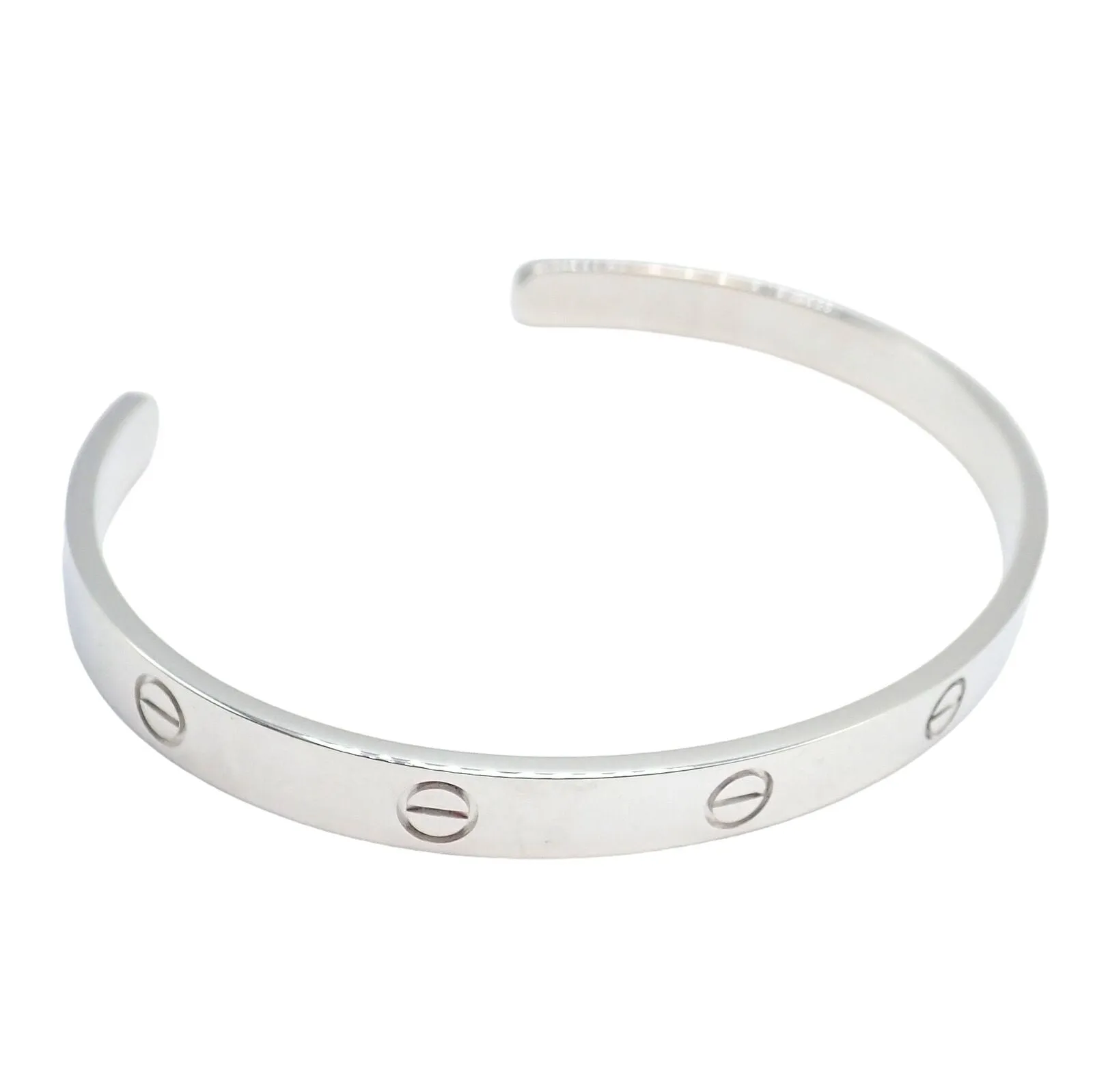 Authentic! Cartier 18k White Gold Love Cuff Open Bracelet Size 21 w/ Certificate