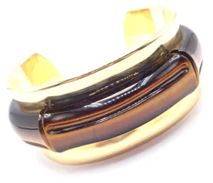 Authentic! Tiffany & Co 18k Yellow Gold Tiger Eye Bangle Cuff Wide Bracelet 2002