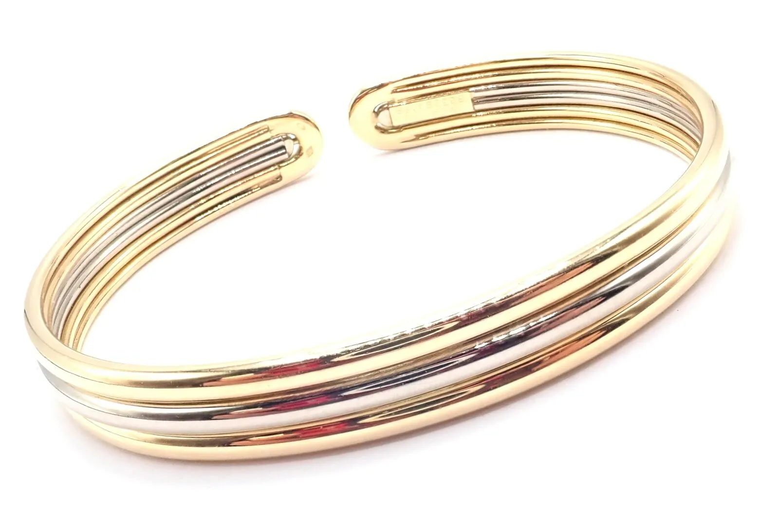 Authentic! Van Cleef & Arpels 18k Yellow & White Gold Bangle Cuff Bracelet Paper