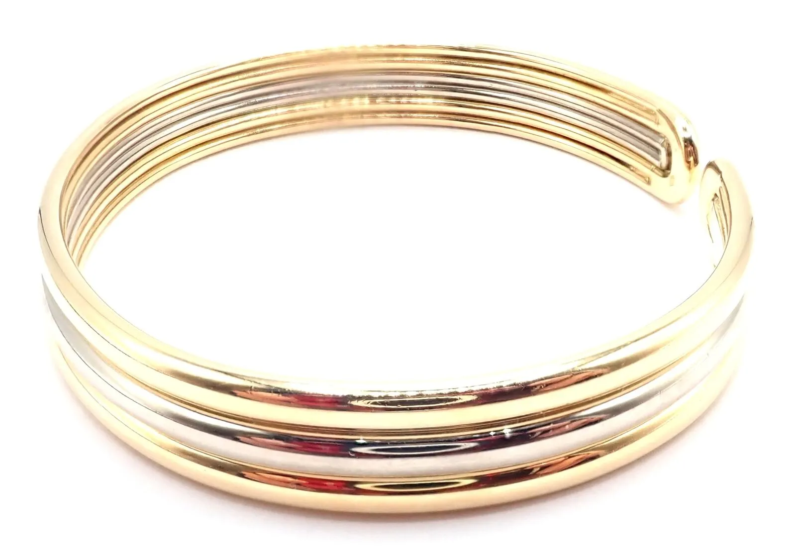 Authentic! Van Cleef & Arpels 18k Yellow & White Gold Bangle Cuff Bracelet Paper