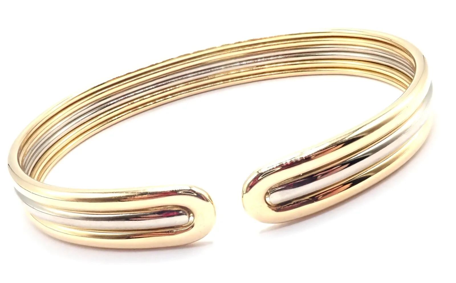 Authentic! Van Cleef & Arpels 18k Yellow & White Gold Bangle Cuff Bracelet Paper