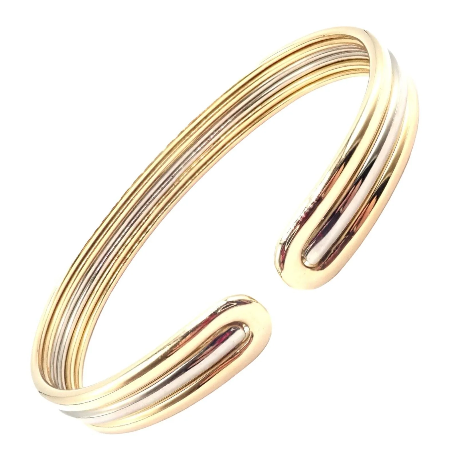 Authentic! Van Cleef & Arpels 18k Yellow & White Gold Bangle Cuff Bracelet Paper