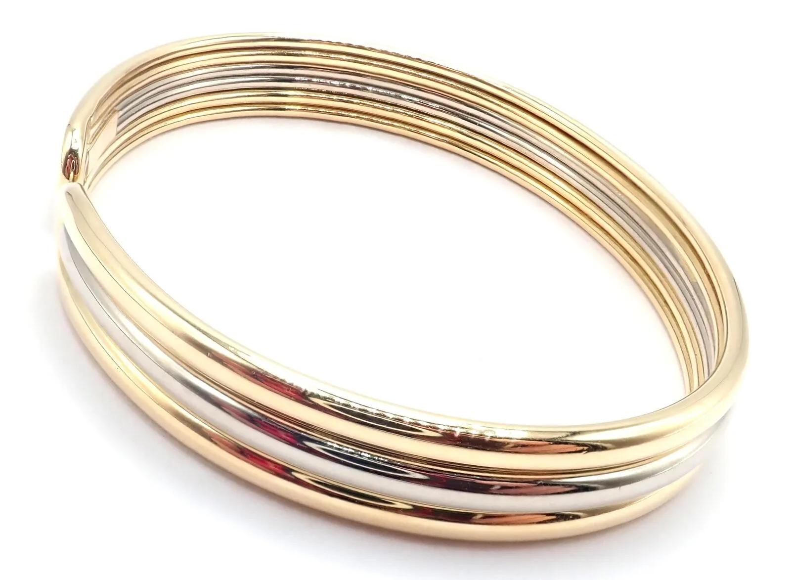 Authentic! Van Cleef & Arpels 18k Yellow & White Gold Bangle Cuff Bracelet Paper
