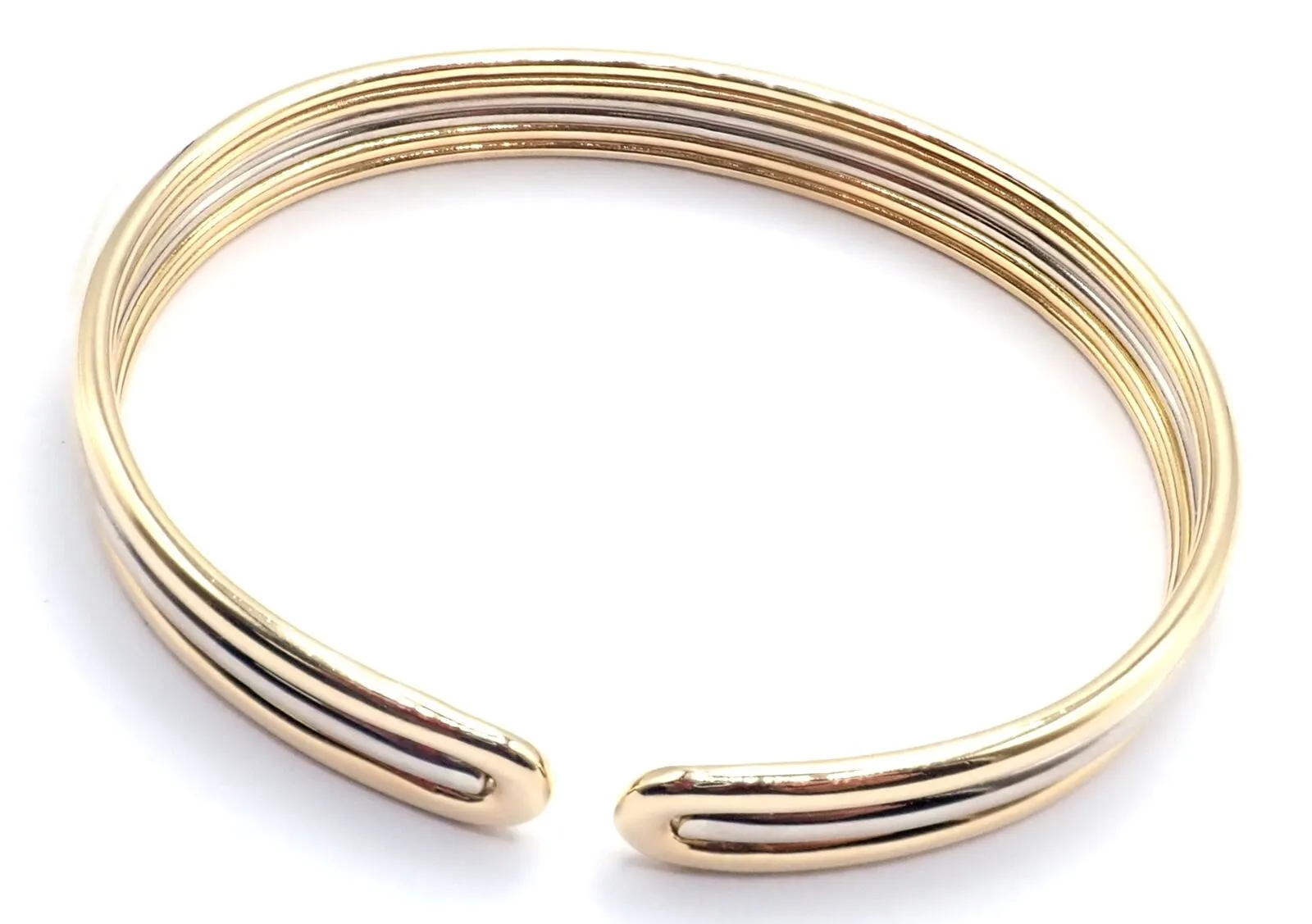 Authentic! Van Cleef & Arpels 18k Yellow & White Gold Bangle Cuff Bracelet Paper