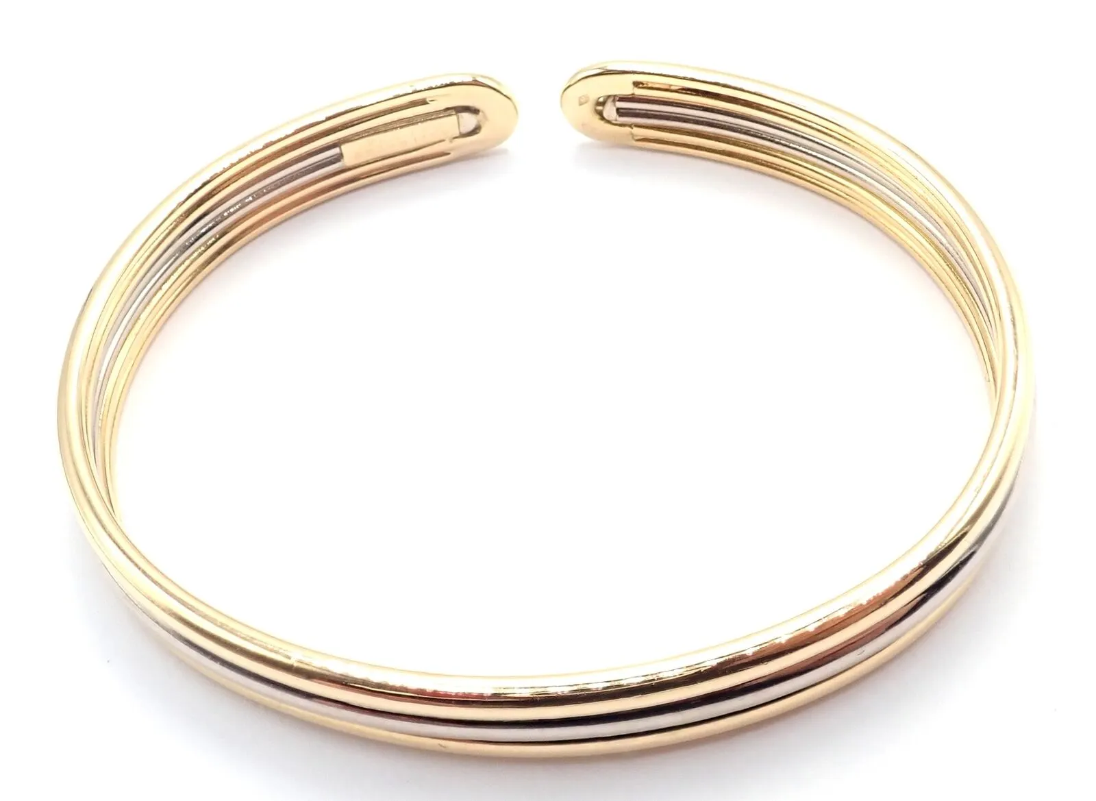 Authentic! Van Cleef & Arpels 18k Yellow & White Gold Bangle Cuff Bracelet Paper