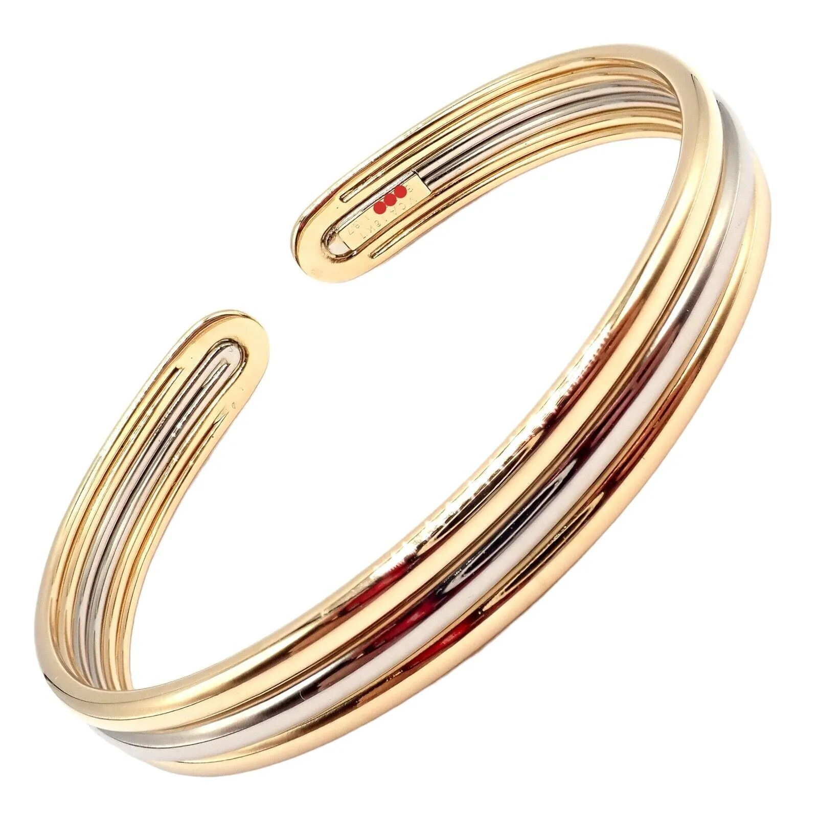 Authentic! Van Cleef & Arpels 18k Yellow & White Gold Bangle Cuff Bracelet