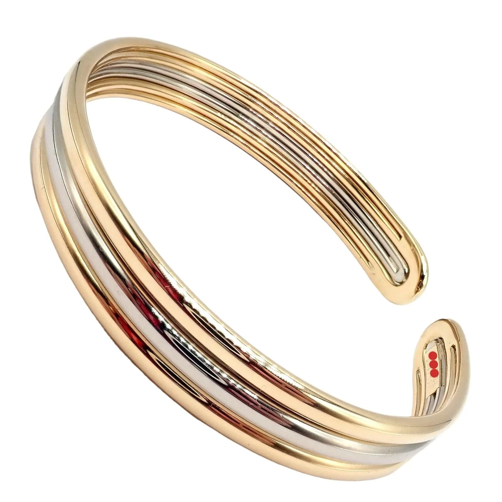 Authentic! Van Cleef & Arpels 18k Yellow & White Gold Bangle Cuff Bracelet