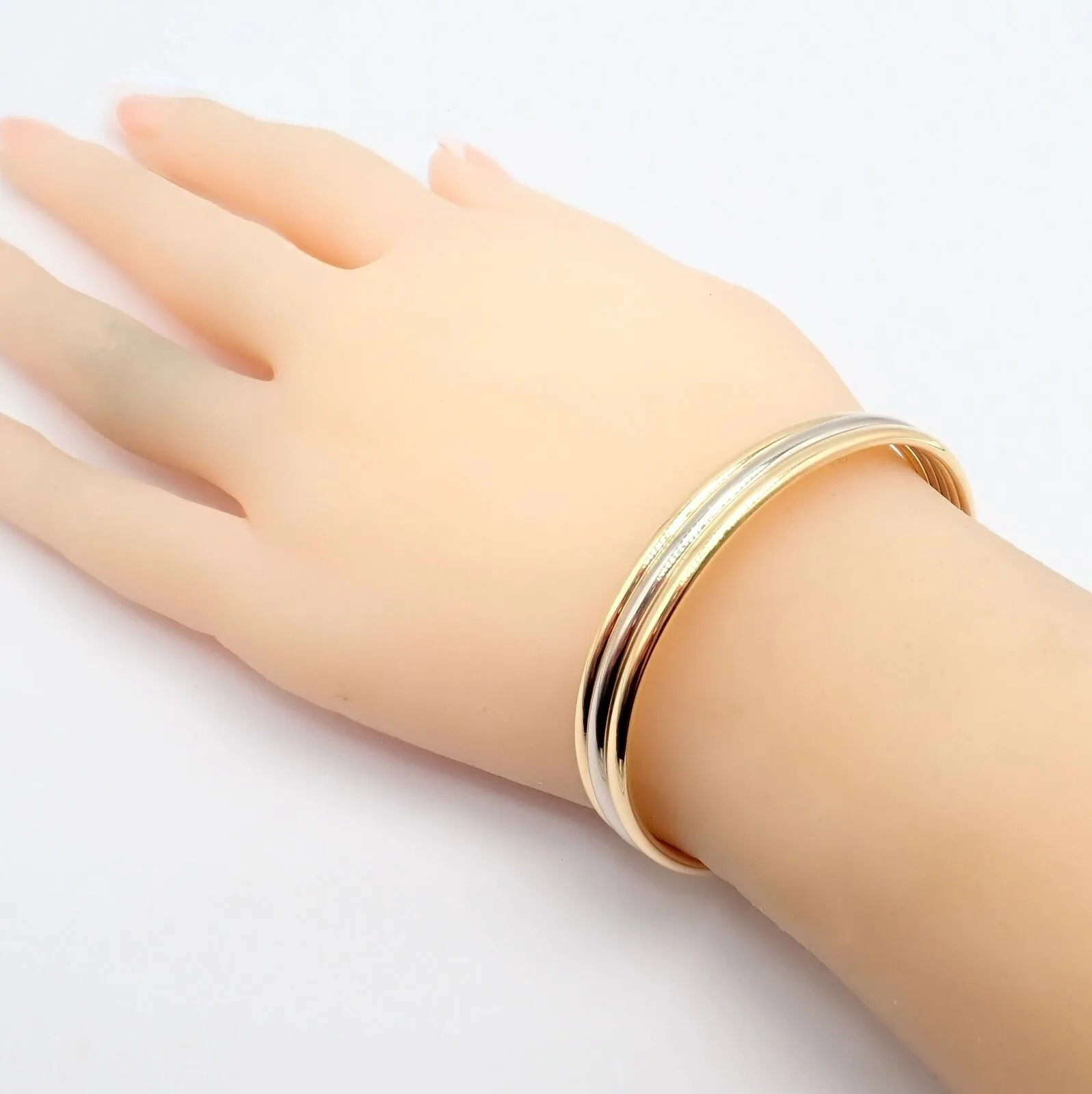 Authentic! Van Cleef & Arpels 18k Yellow & White Gold Bangle Cuff Bracelet
