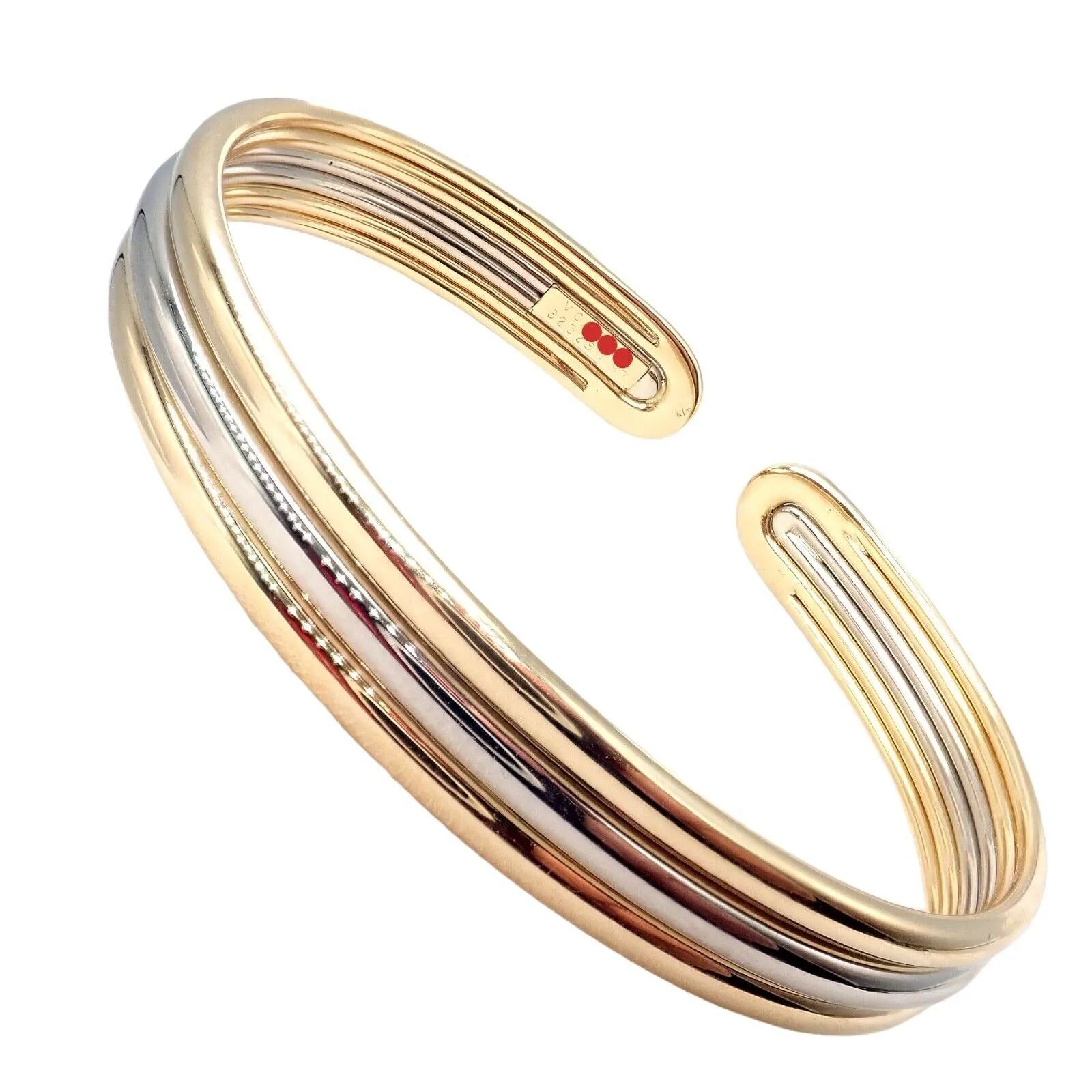 Authentic! Van Cleef & Arpels 18k Yellow & White Gold Bangle Cuff Bracelet