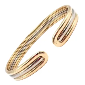 Authentic! Van Cleef & Arpels 18k Yellow & White Gold Bangle Cuff Bracelet