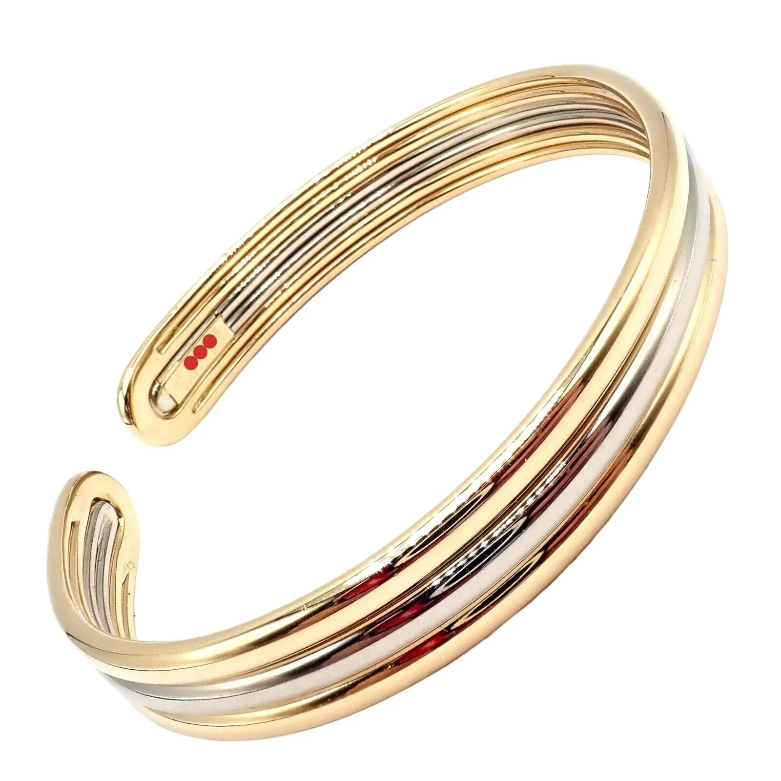Authentic! Van Cleef & Arpels 18k Yellow & White Gold Bangle Cuff Bracelet