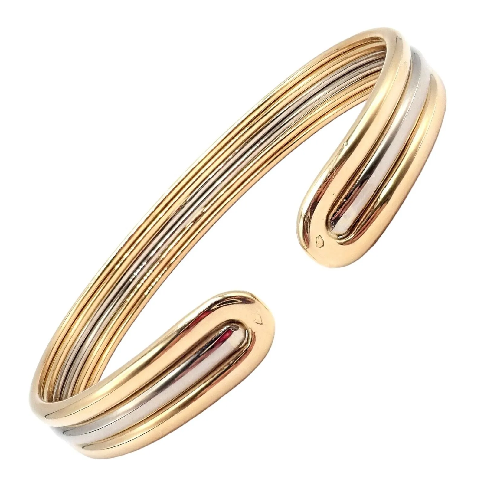 Authentic! Van Cleef & Arpels 18k Yellow & White Gold Bangle Cuff Bracelet