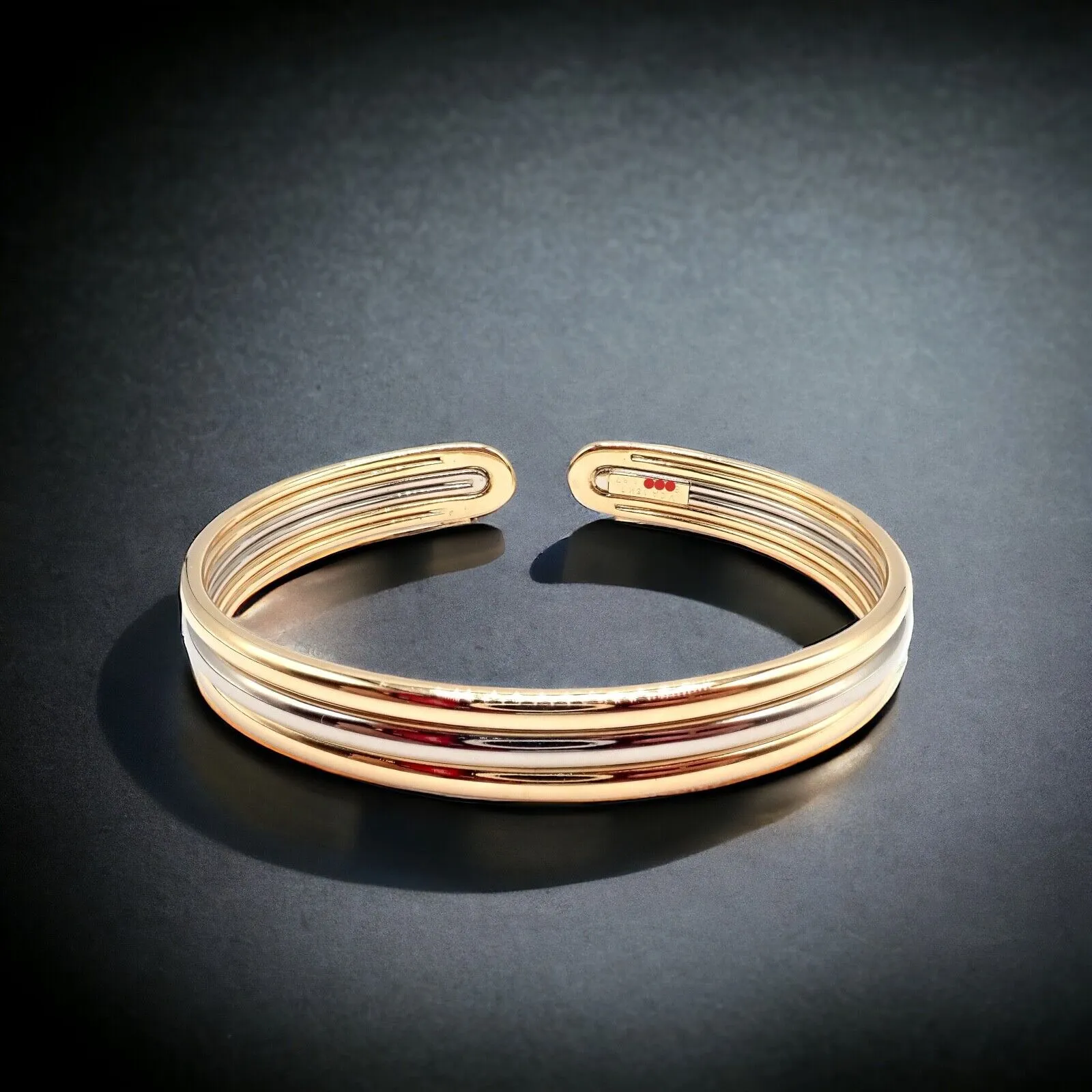 Authentic! Van Cleef & Arpels 18k Yellow & White Gold Bangle Cuff Bracelet