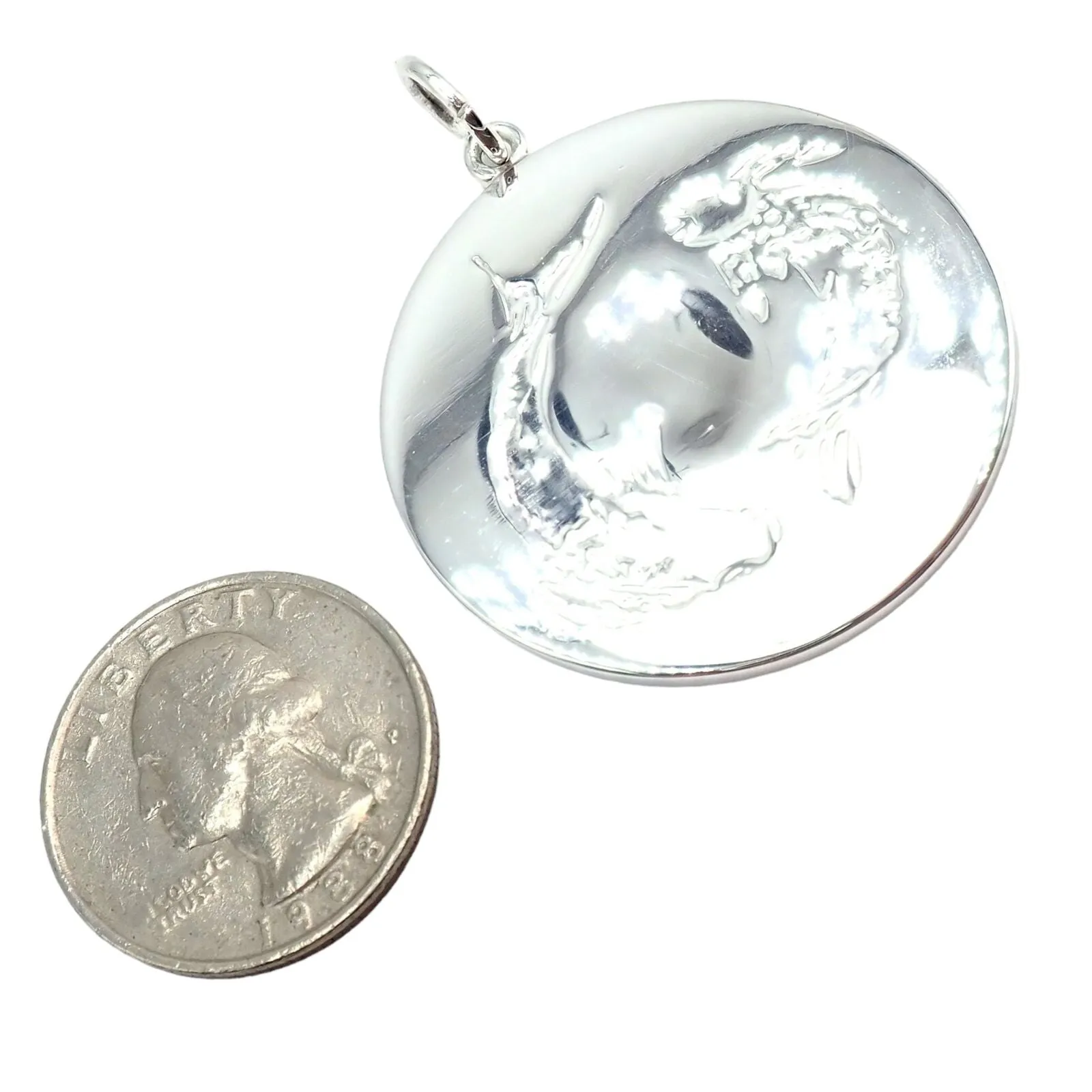 Authentic! Vintage Rare Tiffany & Co Silver Zodiac Pisces Large Pendant