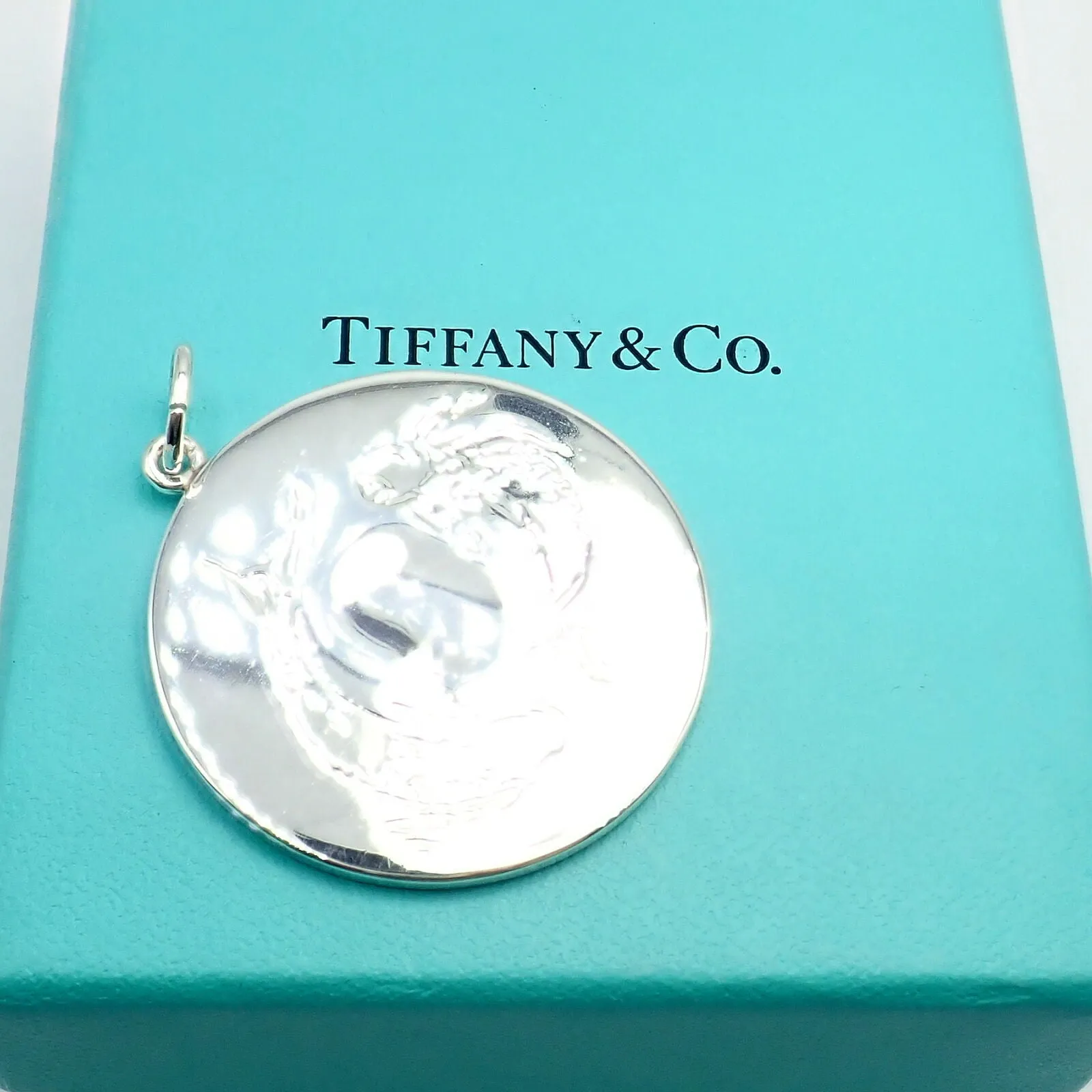 Authentic! Vintage Rare Tiffany & Co Silver Zodiac Pisces Large Pendant