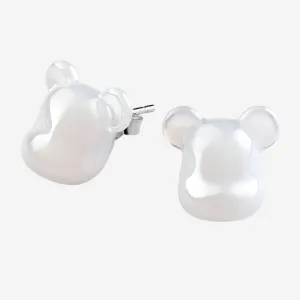 Baccarat Bearbrick Sterling Silver & White Crystal Stud Earrings 2814122