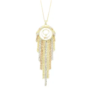 Beaded Curtain Pendant with Diamond Accents in 14K Tri-Color Gold - Chain Not Included