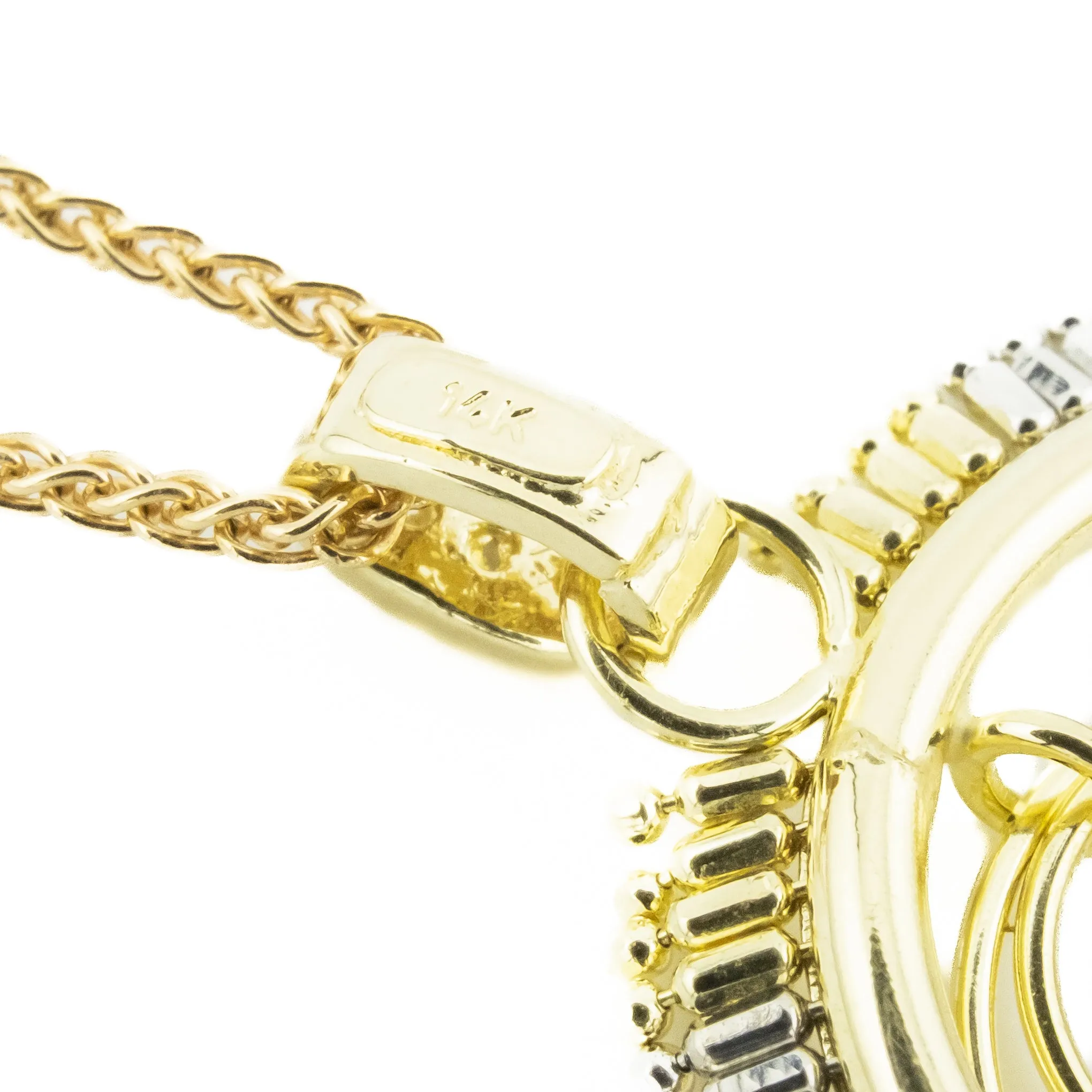 Beaded Curtain Pendant with Diamond Accents in 14K Tri-Color Gold - Chain Not Included