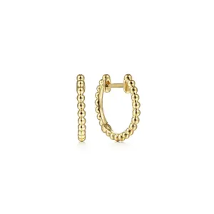 Bujukan Bead Huggie Hoop Earrings  14K Yellow Gold