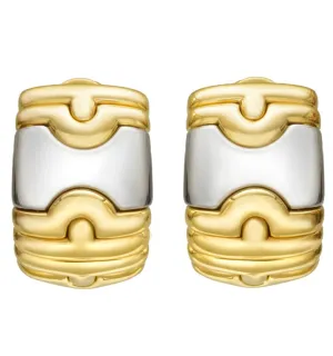 Bvlgari Parentesi Yellow Gold Stainless Steel Hoop Earrings