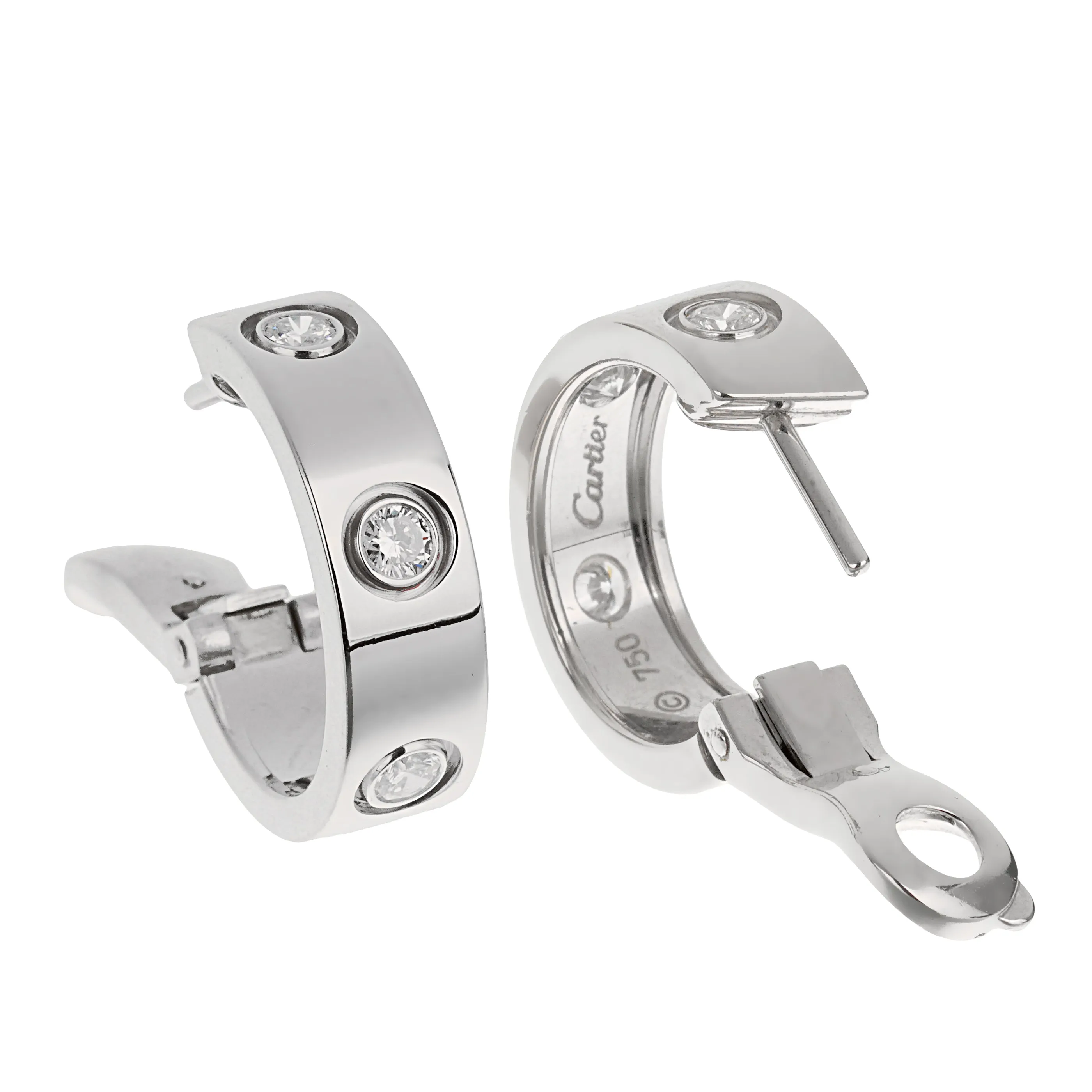 Cartier Love Classic 6 Diamond 18k White Gold Hoop Earrings