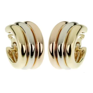 Cartier Trinity Vintage Large Tri Color 18k Gold Hoop Earrings