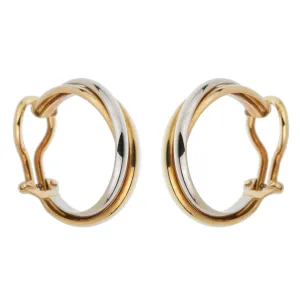 Cartier Trinity Vintage Tri-Color Gold Hoop Clip-On Earrings