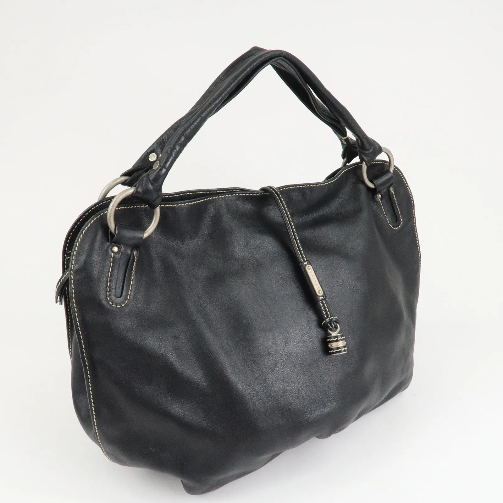 CELINE Leather Bitter Sweet Macadam Engraved Shoulder Bag Used