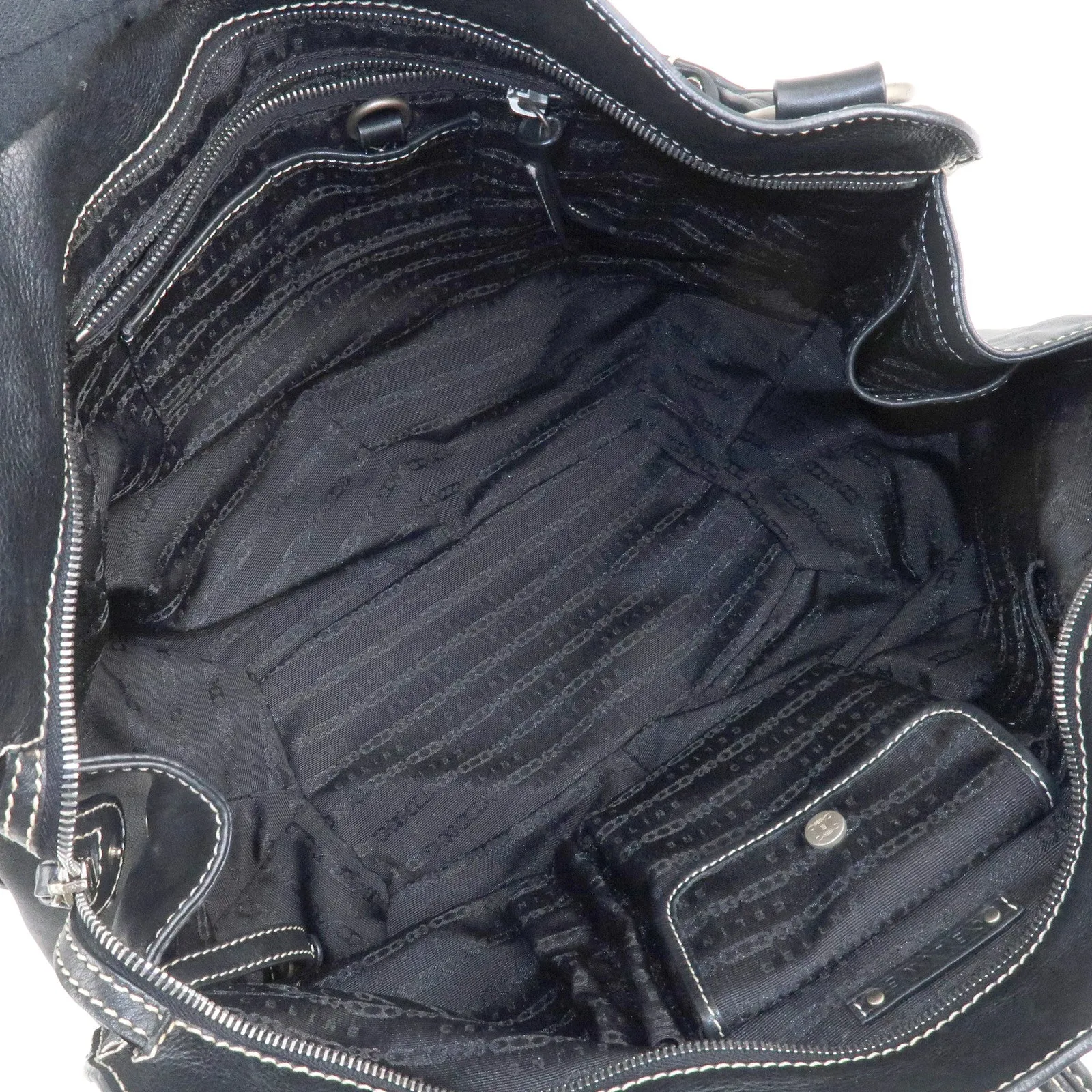 CELINE Leather Bitter Sweet Macadam Engraved Shoulder Bag Used