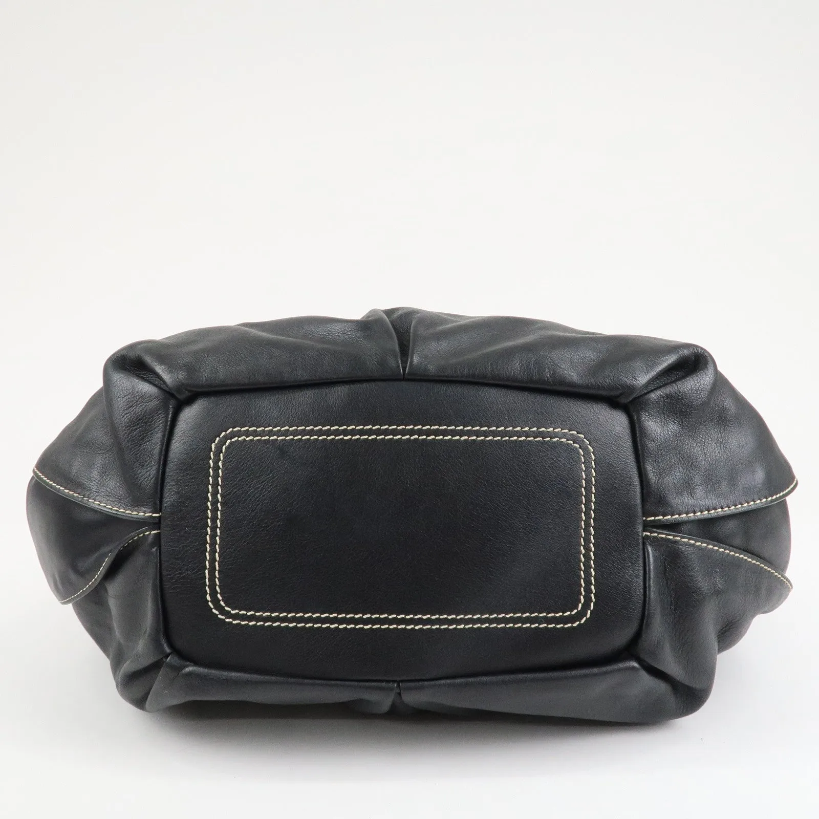 CELINE Leather Bitter Sweet Macadam Engraved Shoulder Bag Used