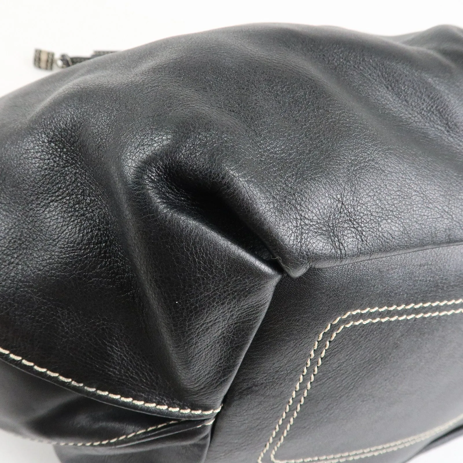 CELINE Leather Bitter Sweet Macadam Engraved Shoulder Bag Used