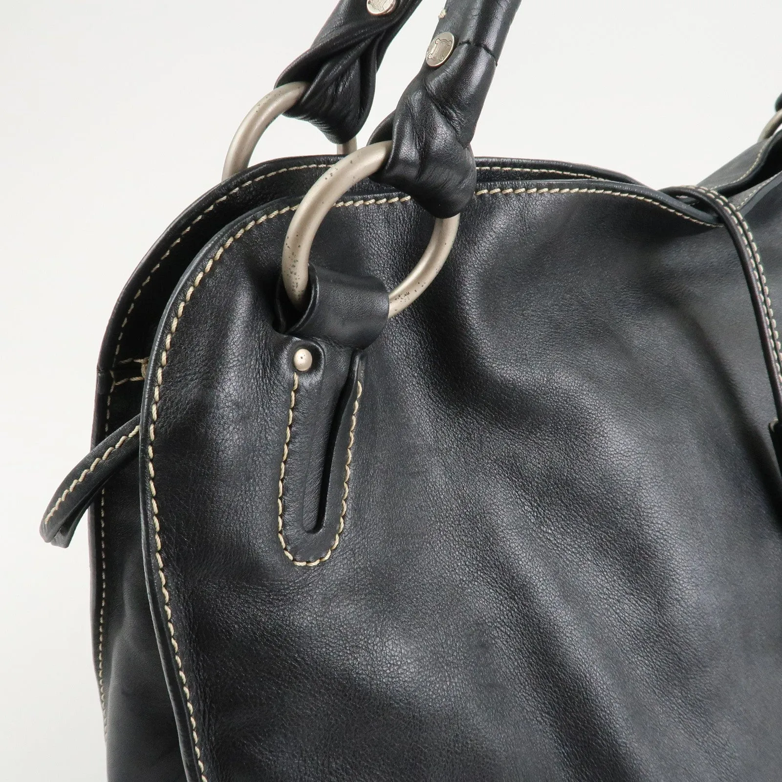 CELINE Leather Bitter Sweet Macadam Engraved Shoulder Bag Used