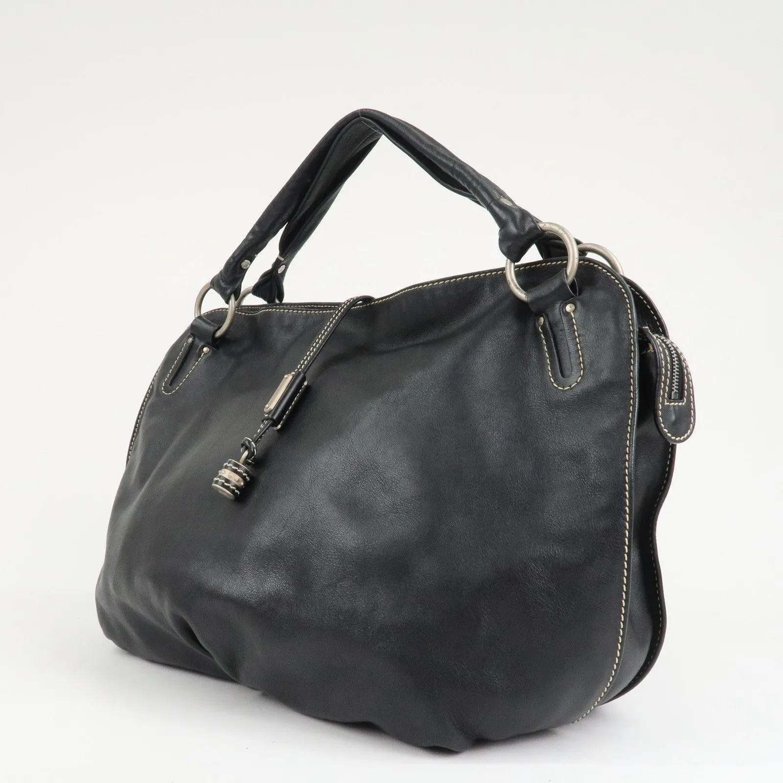 CELINE Leather Bitter Sweet Macadam Engraved Shoulder Bag Used