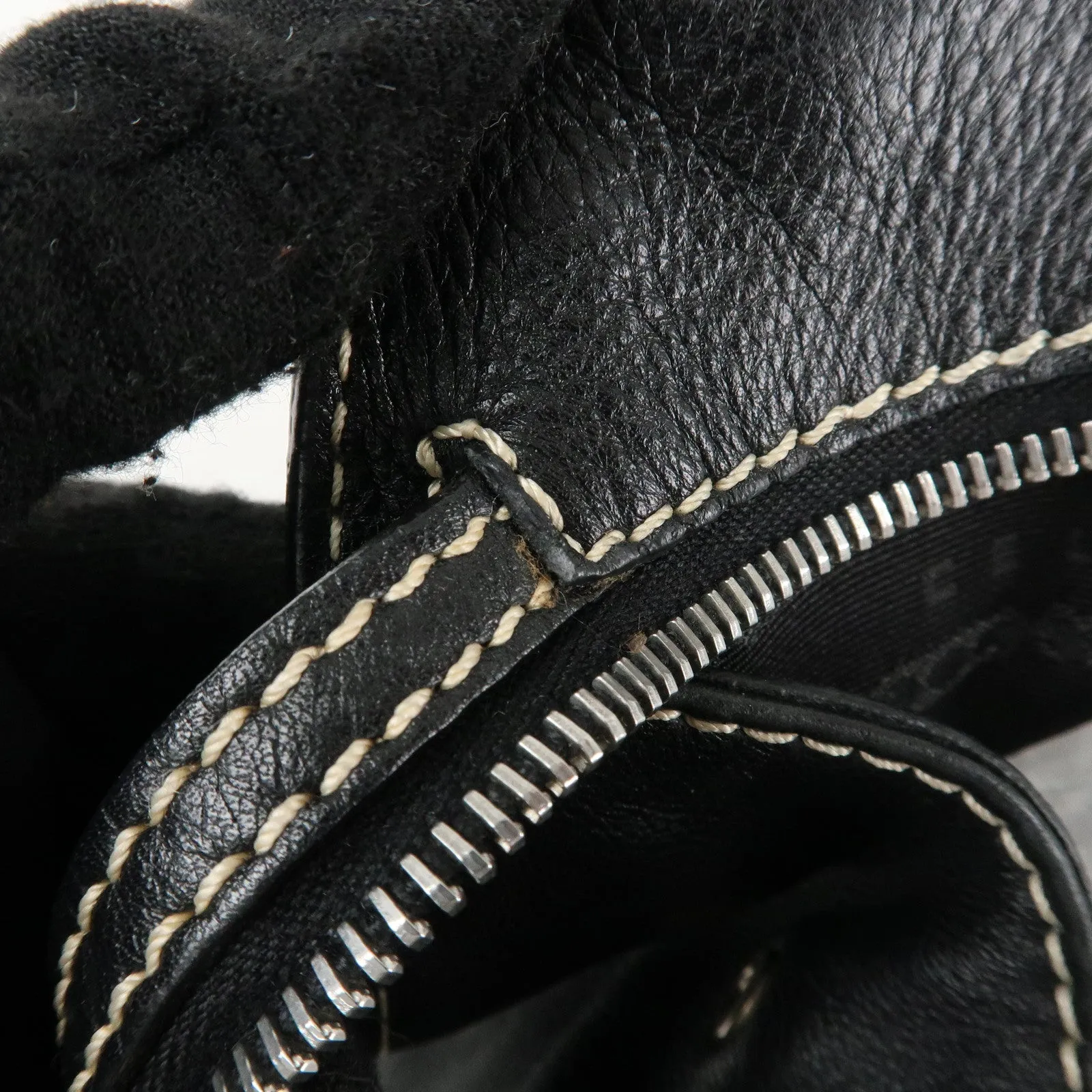 CELINE Leather Bitter Sweet Macadam Engraved Shoulder Bag Used