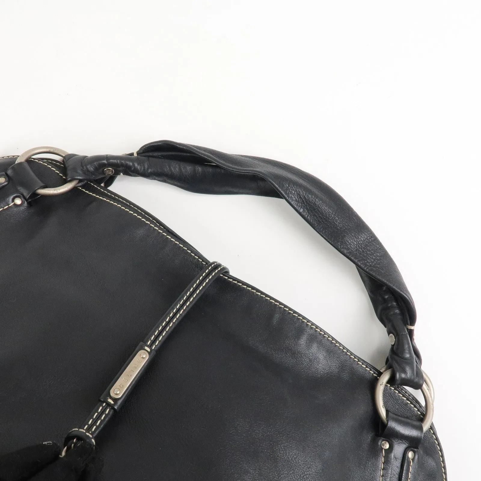 CELINE Leather Bitter Sweet Macadam Engraved Shoulder Bag Used