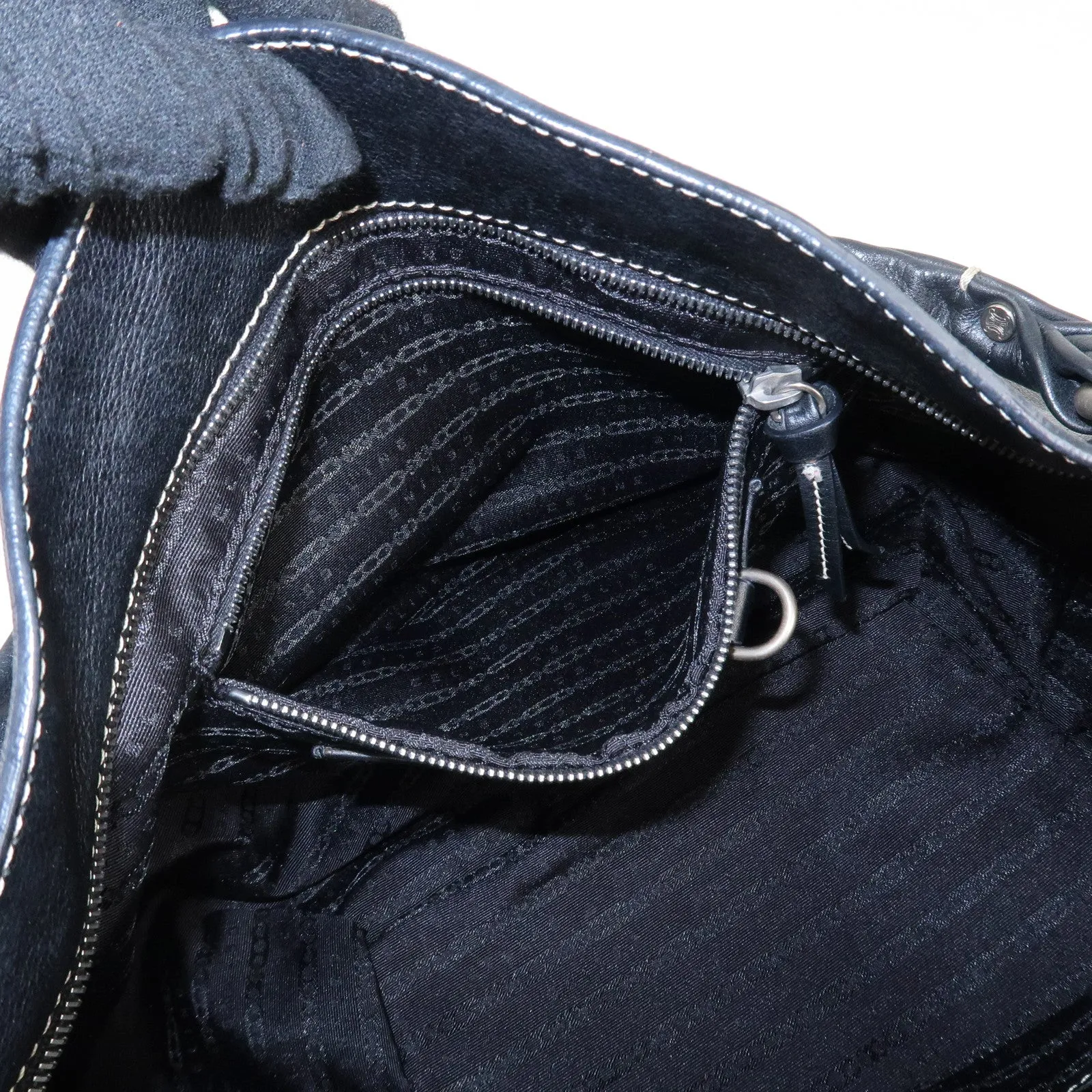 CELINE Leather Bitter Sweet Macadam Engraved Shoulder Bag Used