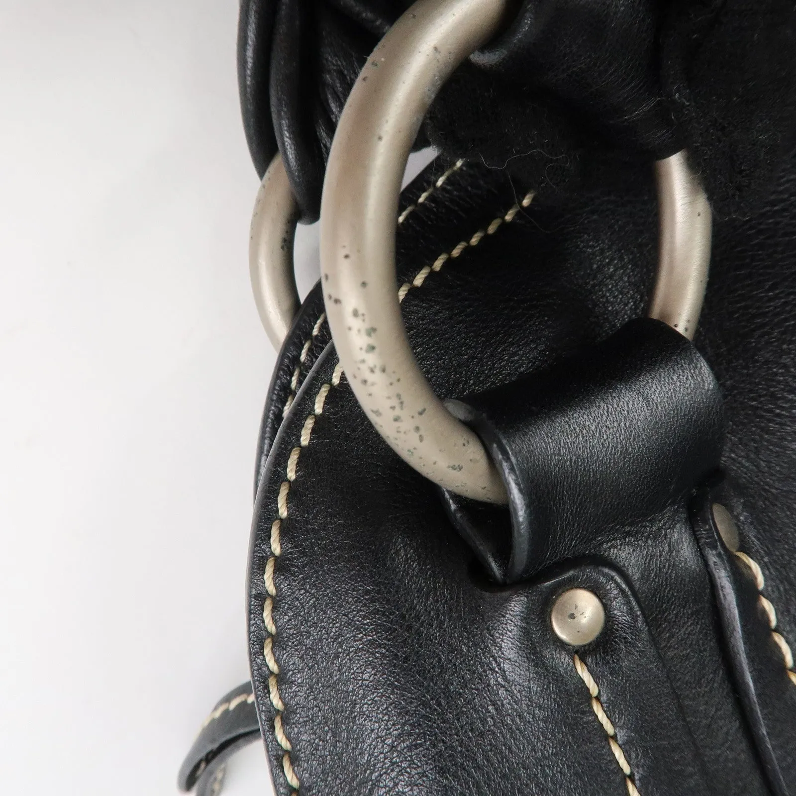 CELINE Leather Bitter Sweet Macadam Engraved Shoulder Bag Used