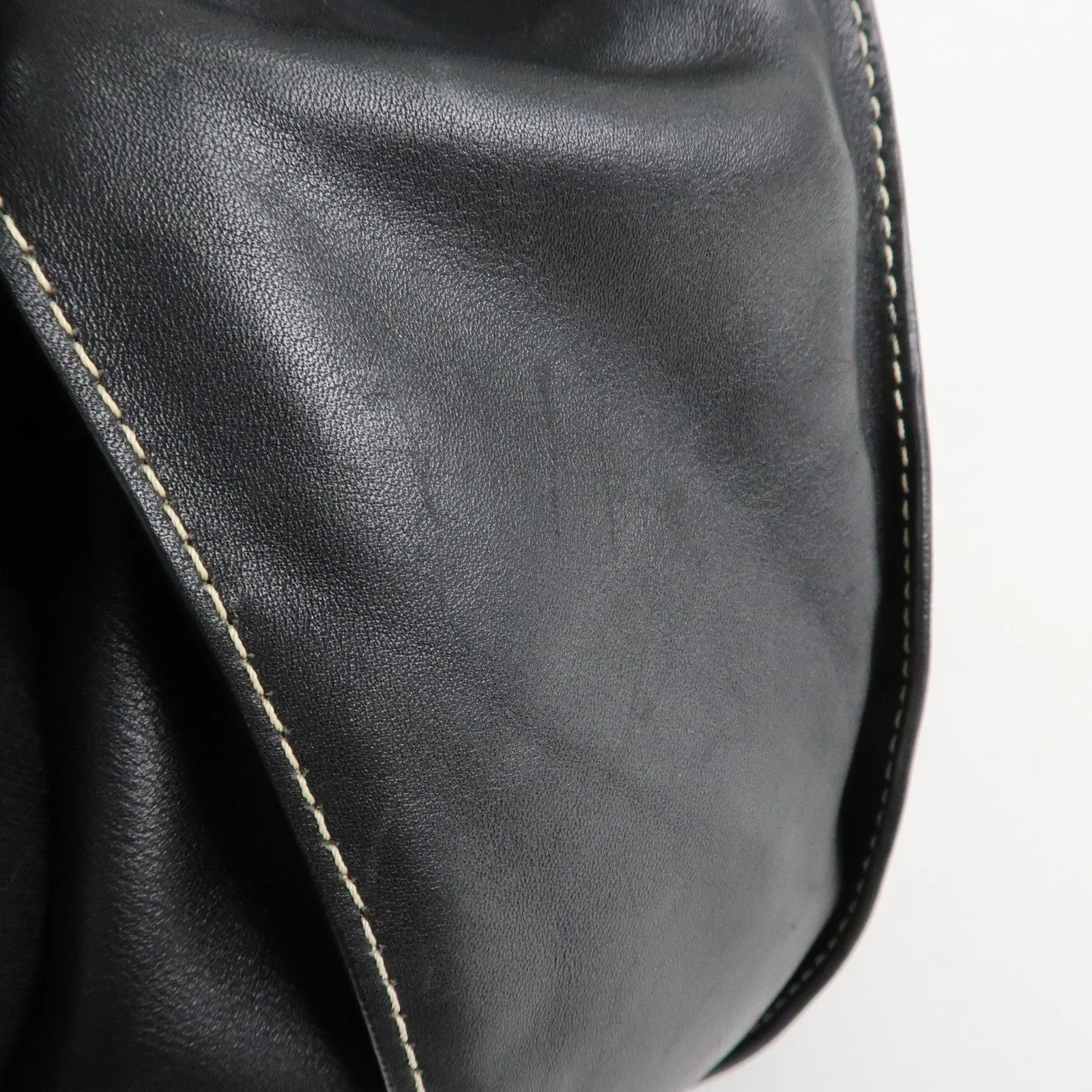 CELINE Leather Bitter Sweet Macadam Engraved Shoulder Bag Used