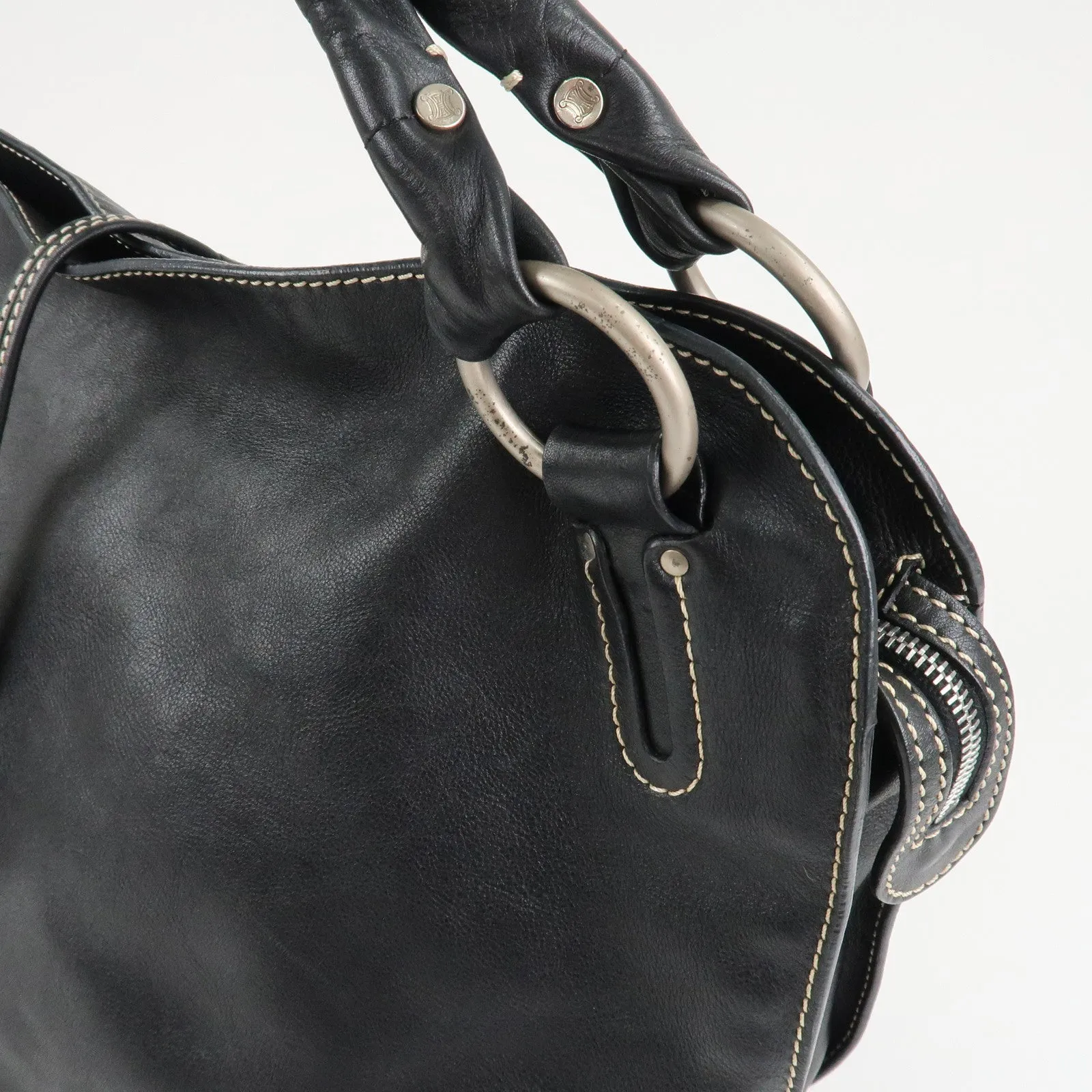 CELINE Leather Bitter Sweet Macadam Engraved Shoulder Bag Used