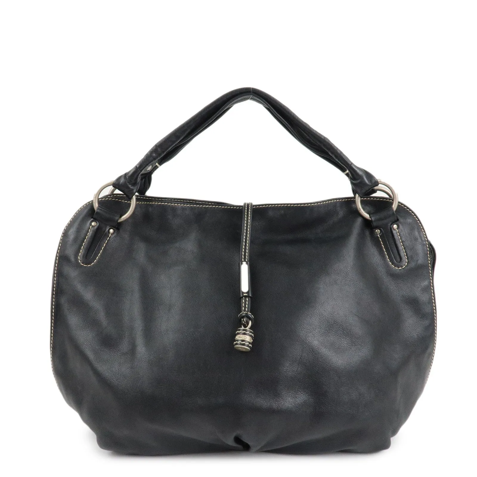 CELINE Leather Bitter Sweet Macadam Engraved Shoulder Bag Used