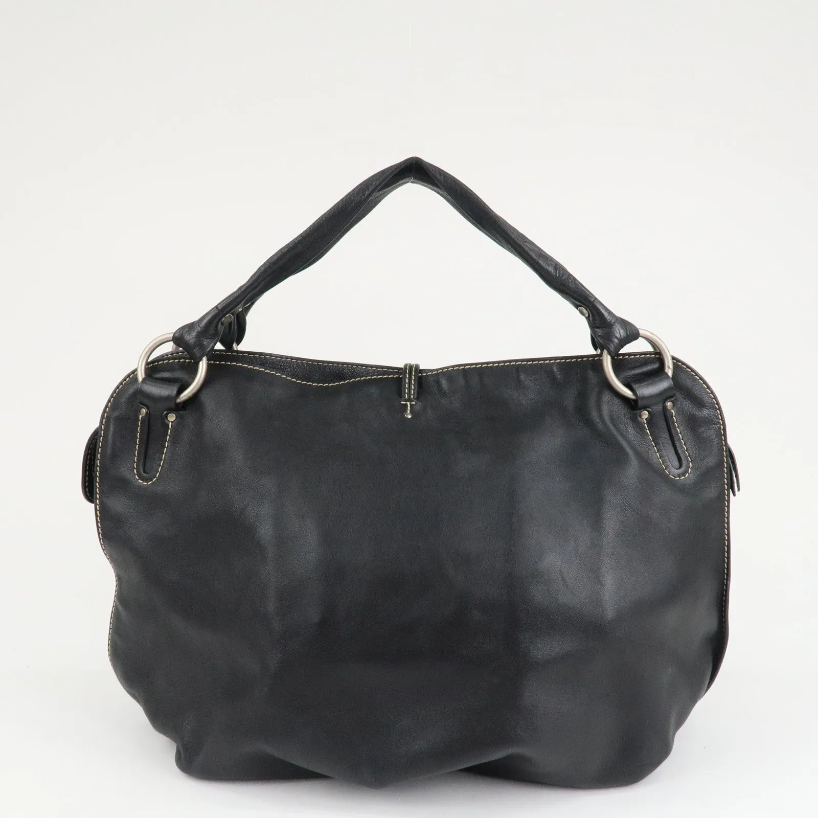 CELINE Leather Bitter Sweet Macadam Engraved Shoulder Bag Used