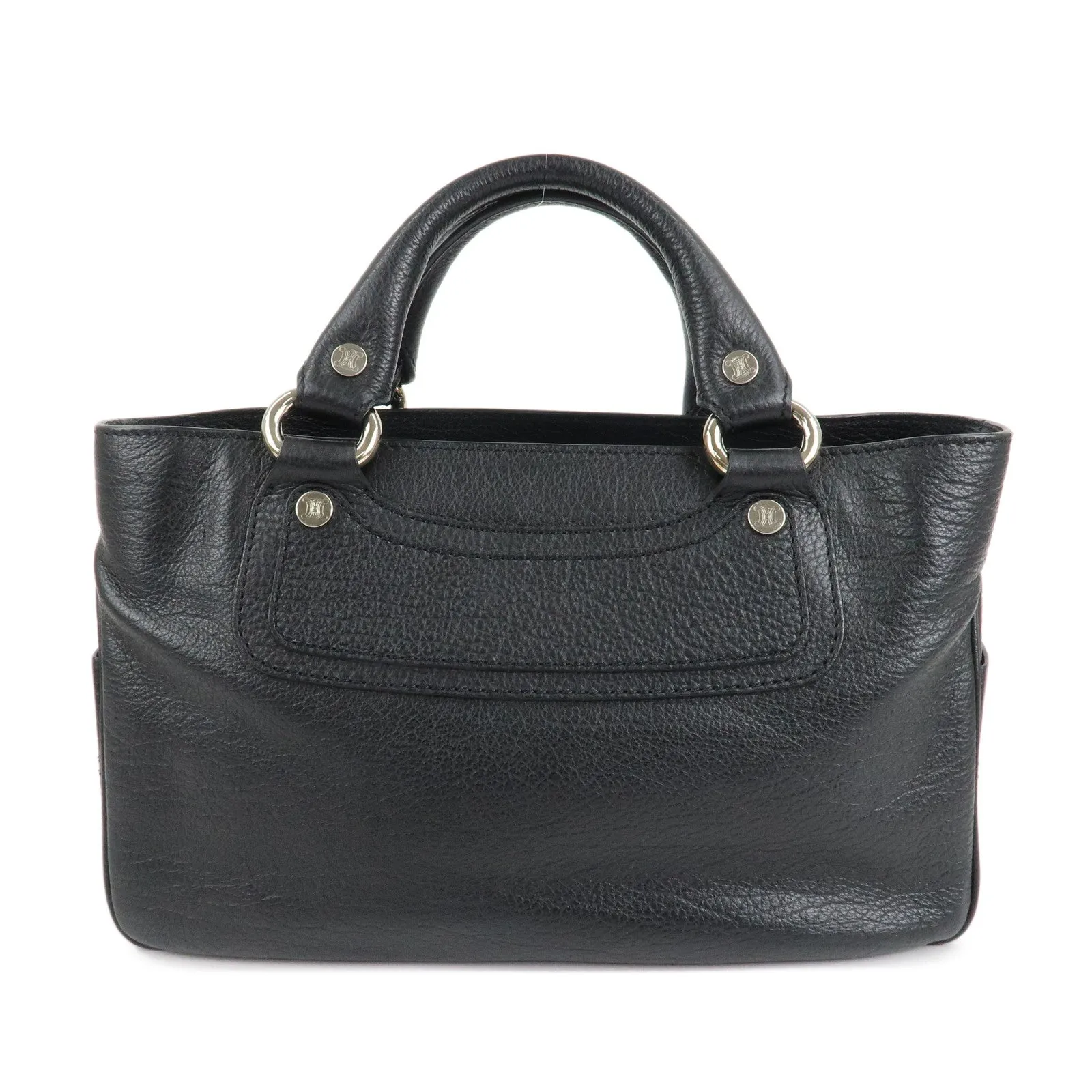 CELINE Macadam Engraved Leather Boogie Bag Hand Bag Black Used