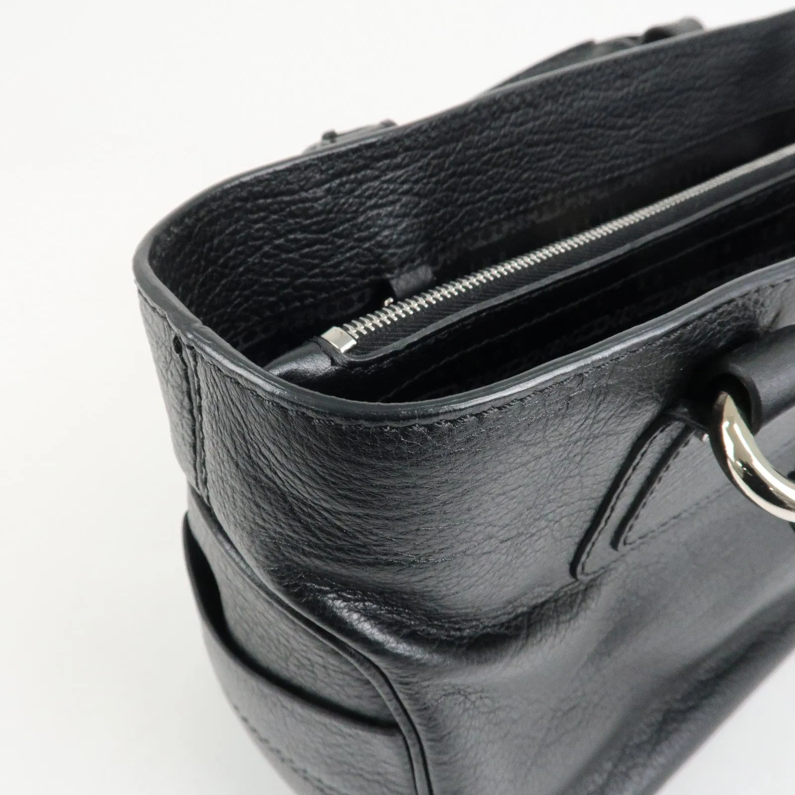 CELINE Macadam Engraved Leather Boogie Bag Hand Bag Black Used
