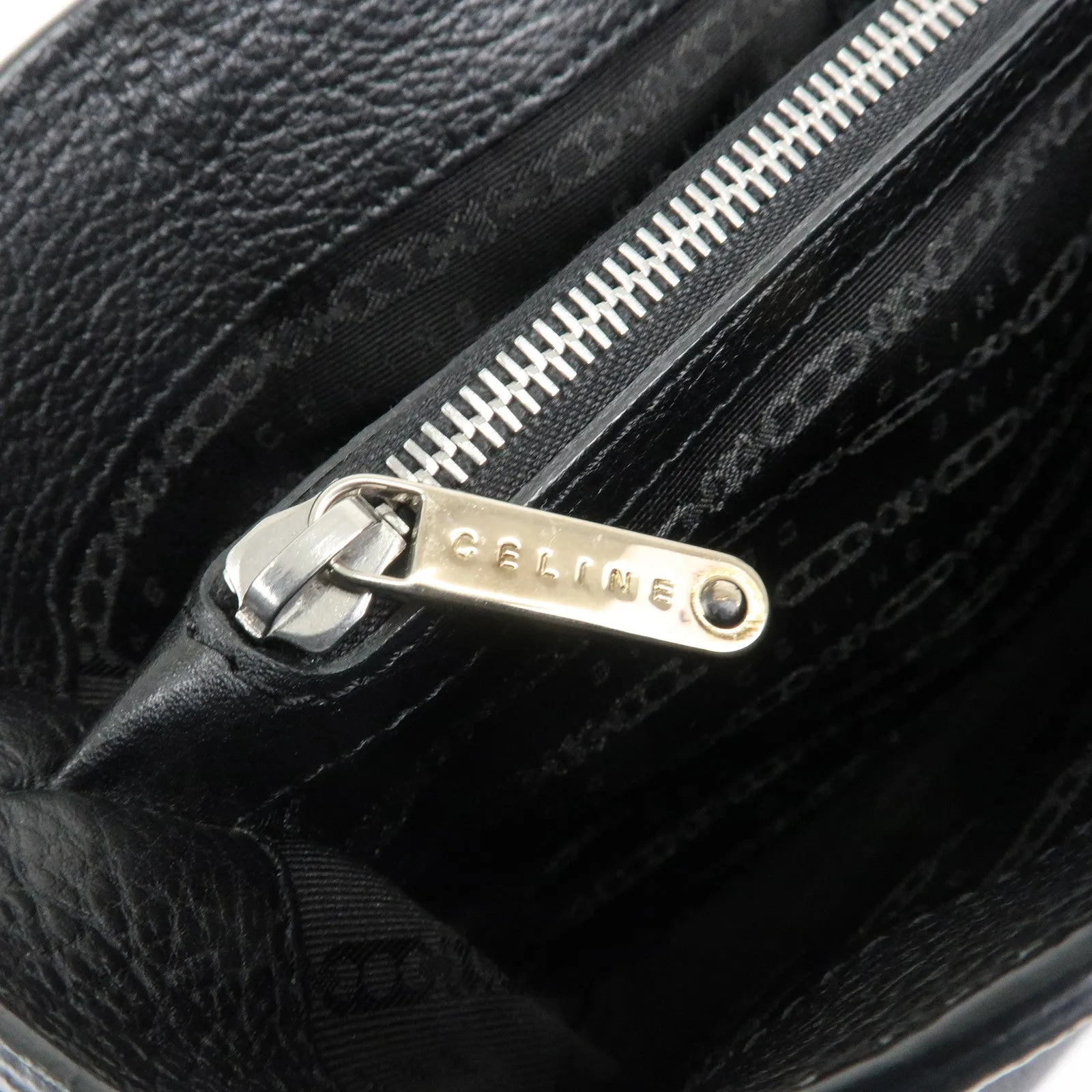 CELINE Macadam Engraved Leather Boogie Bag Hand Bag Black Used