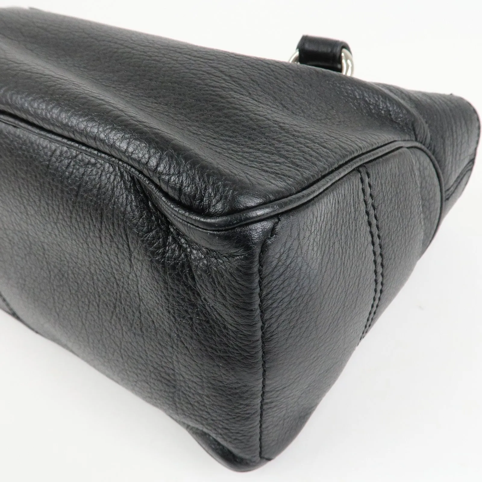 CELINE Macadam Engraved Leather Boogie Bag Hand Bag Black Used
