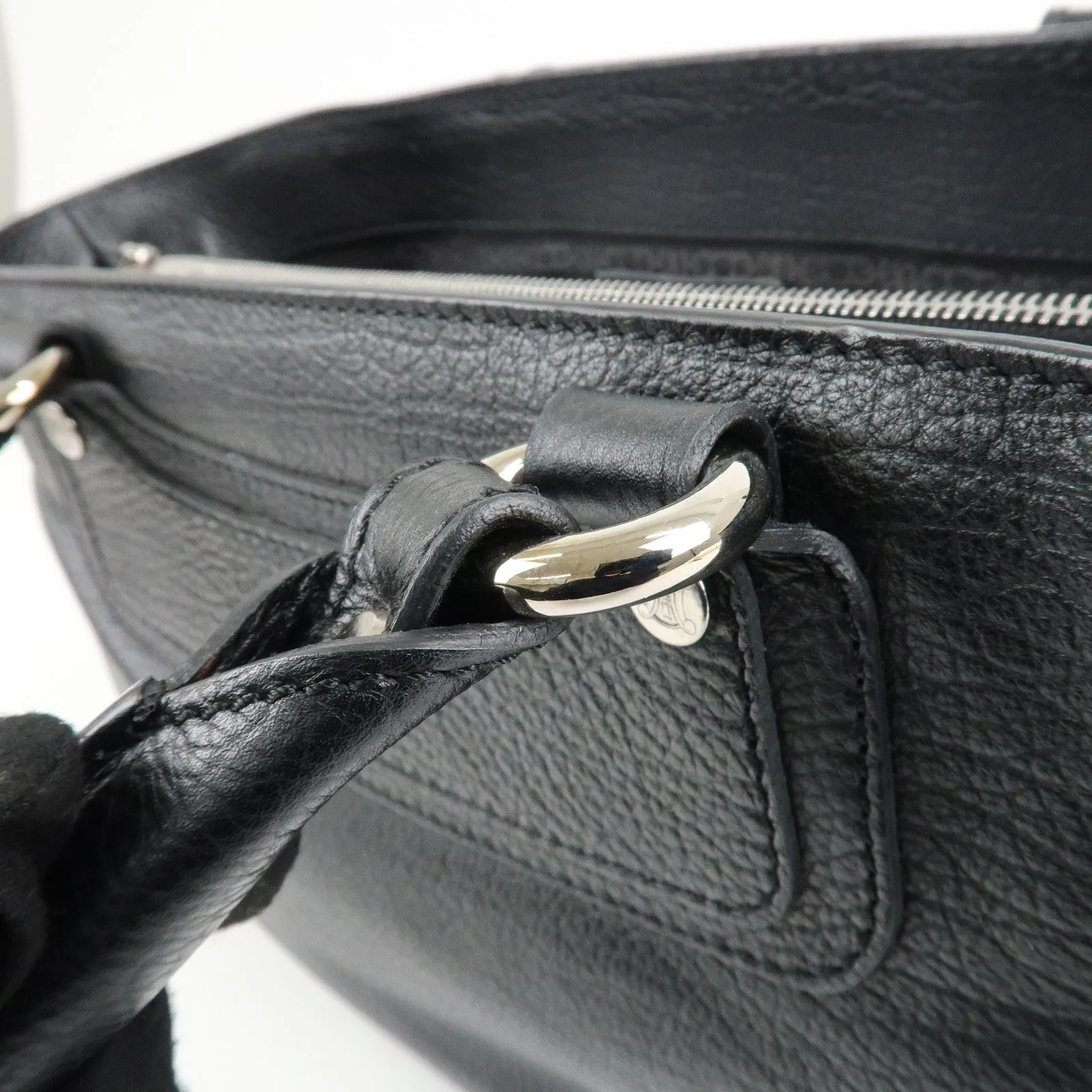 CELINE Macadam Engraved Leather Boogie Bag Hand Bag Black Used