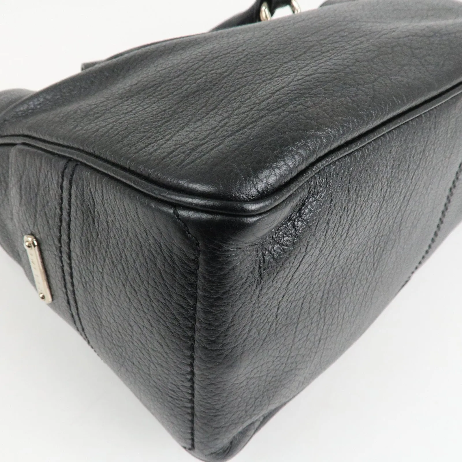 CELINE Macadam Engraved Leather Boogie Bag Hand Bag Black Used