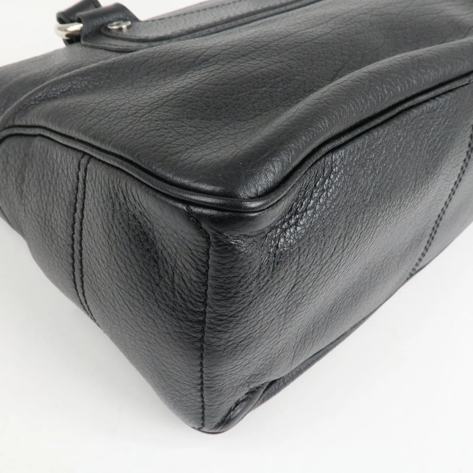 CELINE Macadam Engraved Leather Boogie Bag Hand Bag Black Used