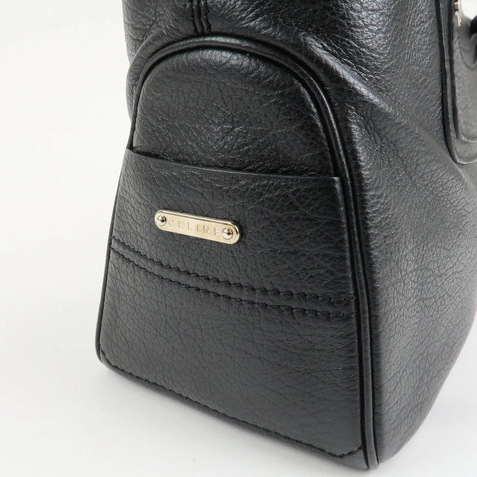 CELINE Macadam Engraved Leather Boogie Bag Hand Bag Black Used